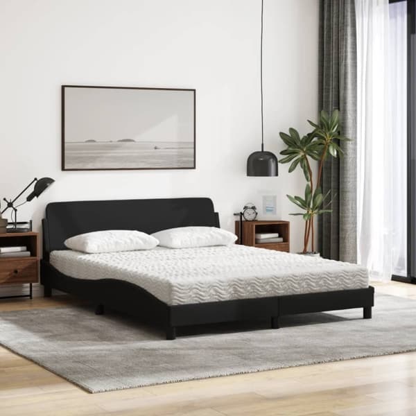 vidaXL Seng med madras 160x200 cm stof sort
