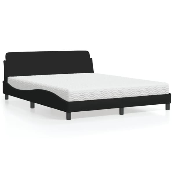 vidaXL Seng med madras 160x200 cm stof sort