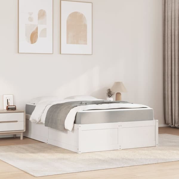 vidaXL Säng med madrass vit 120x190 cm massiv furu