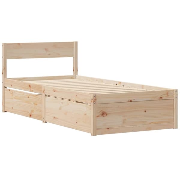 vidaXL Sängynrunko ilman patjaa 90x200 cm täysi mänty