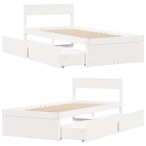 vidaXL Sengeramme uten madrass hvit 100x200 cm heltre furu