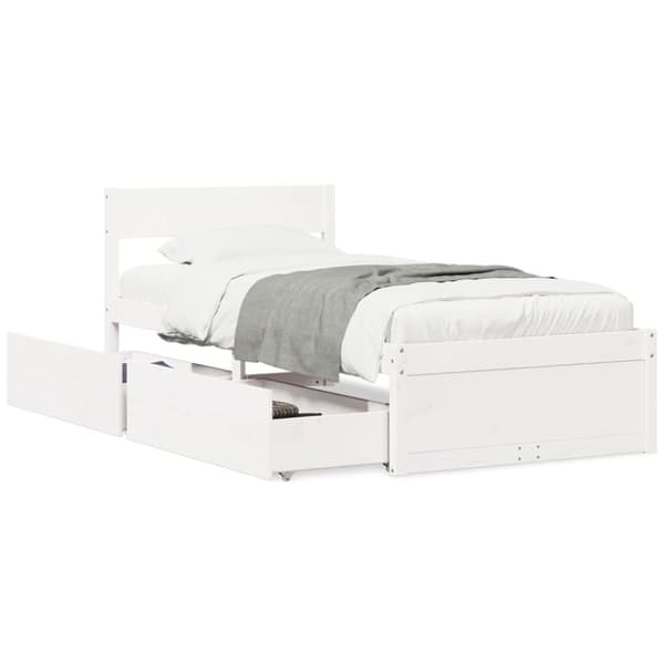 vidaXL Sengeramme uten madrass hvit 100x200 cm heltre furu