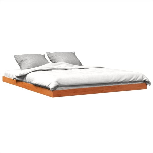 vidaXL sengeramme 160x200 cm massivt fyrretræ gyldenbrun