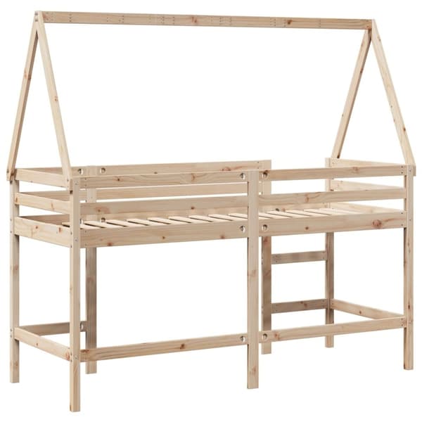 vidaXL Køyeseng med stige og tak 90x200 cm heltre furu