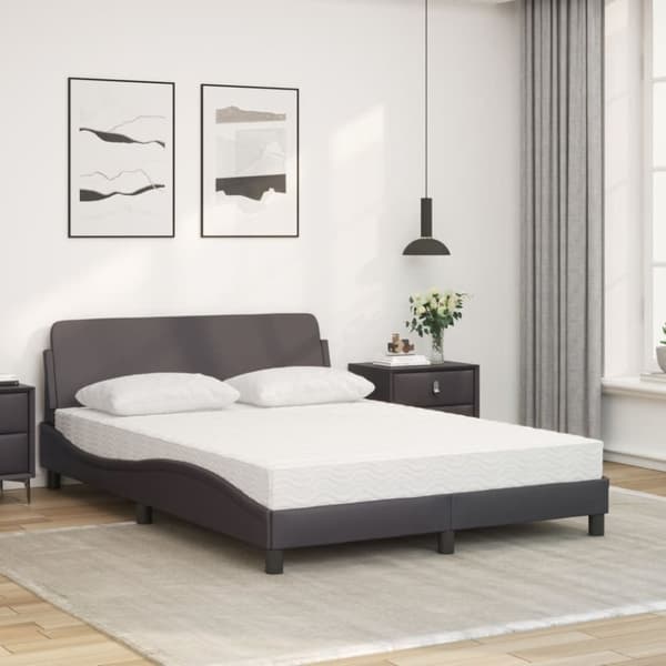 vidaXL seng med madras 140x200 cm kunstlæder grå