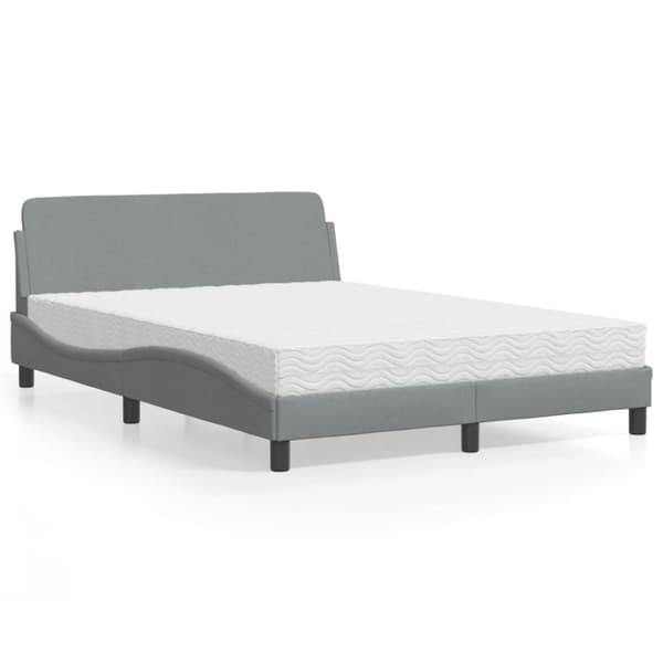 vidaXL Seng med madras 140x190 cm stof lysegrå