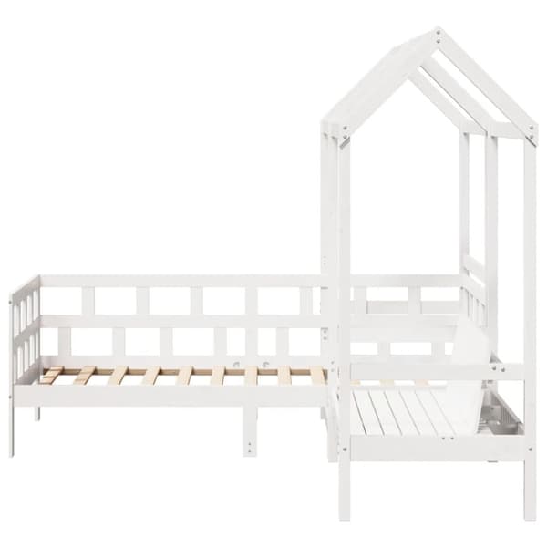vidaXL Dagseng med tak hvit 90x190 cm heltre furu