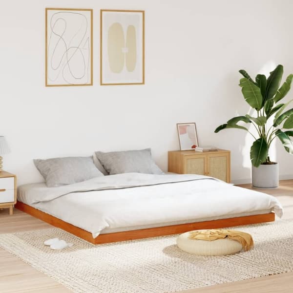 vidaXL sengeramme 180x200 cm massivt fyrretræ gyldenbrun