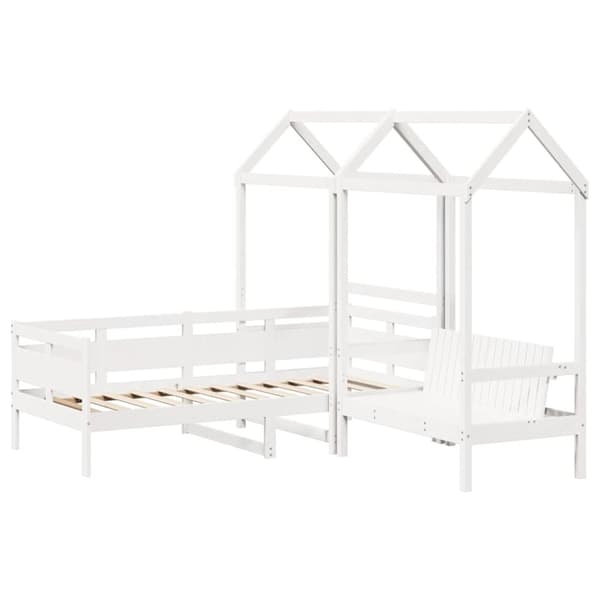 vidaXL husseng med bænk 90x190 cm massivt fyrretræ hvid