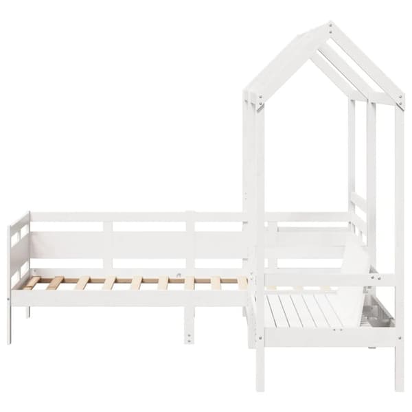 vidaXL husseng med bænk 90x190 cm massivt fyrretræ hvid
