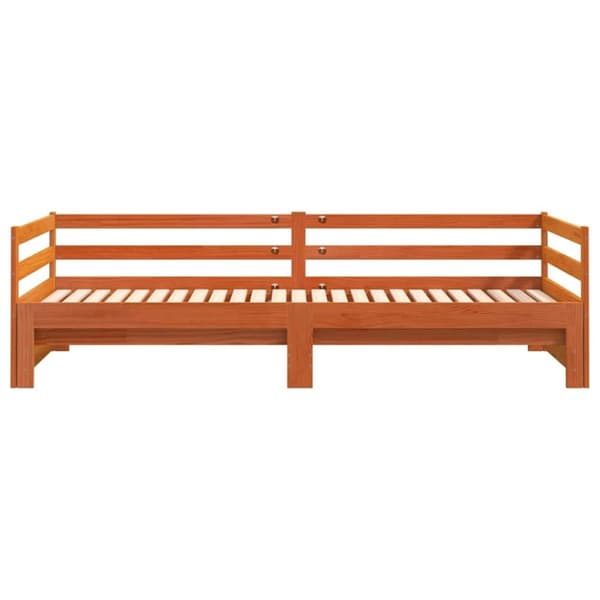 vidaXL Dagbädd med extrasäng vaxad brun 90x200 cm massiv furu