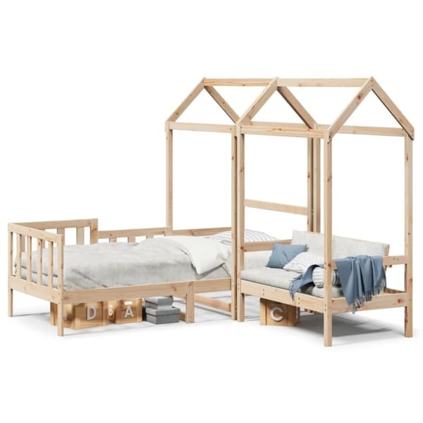 vidaXL Dagbänk med bänk och tak 90x200 cm massiv furu