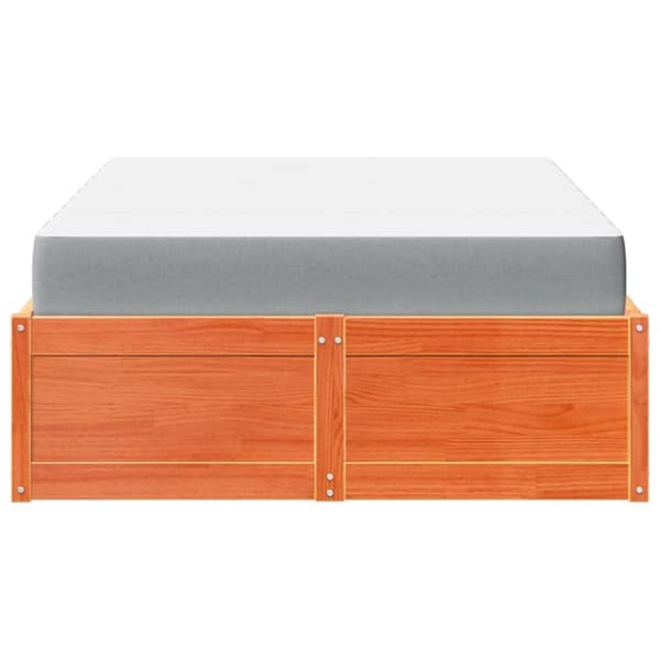 vidaXL Seng med madrass voksbrun 120x190 cm heltre furu