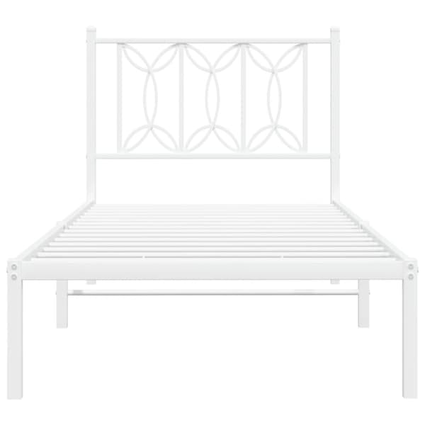 vidaXL sengeramme med sengegavl 90x200 cm metal hvid
