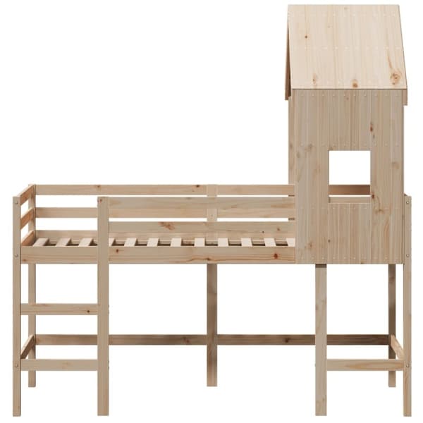 vidaXL Parvisänky tikkailla ja katoksella 90x200 cm täysi mänty
