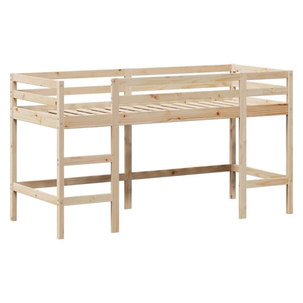 vidaXL Parvisänky tikkailla ja katoksella 90x200 cm täysi mänty