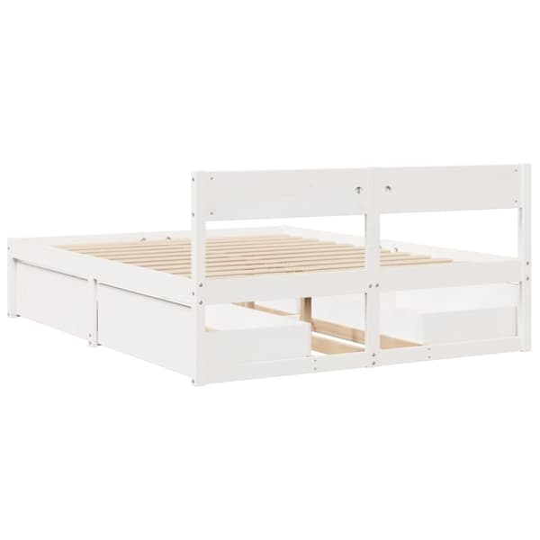 vidaXL sengeramme uden madras 160x200 cm massivt fyrretræ hvid