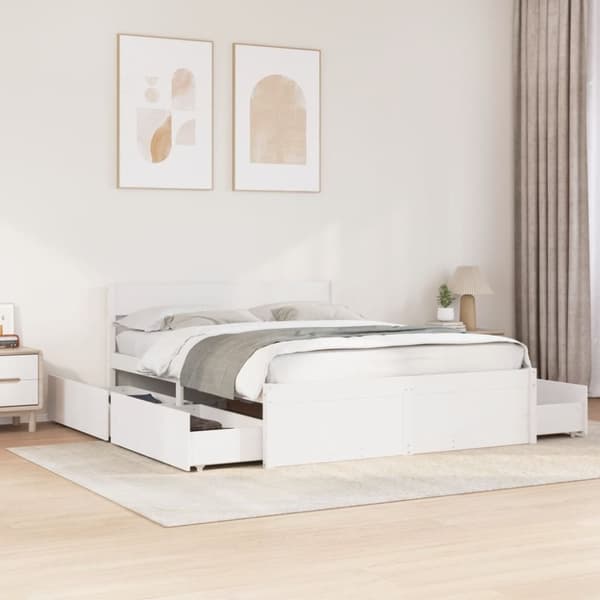 vidaXL sengeramme uden madras 160x200 cm massivt fyrretræ hvid