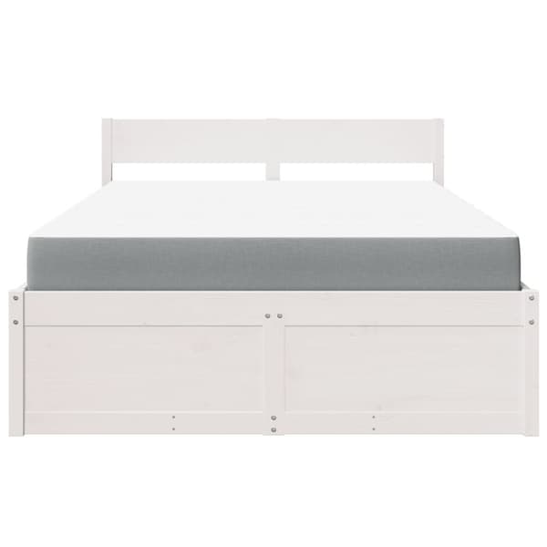 vidaXL Seng med skuffer og madrass hvit 120x190 cm heltre furu