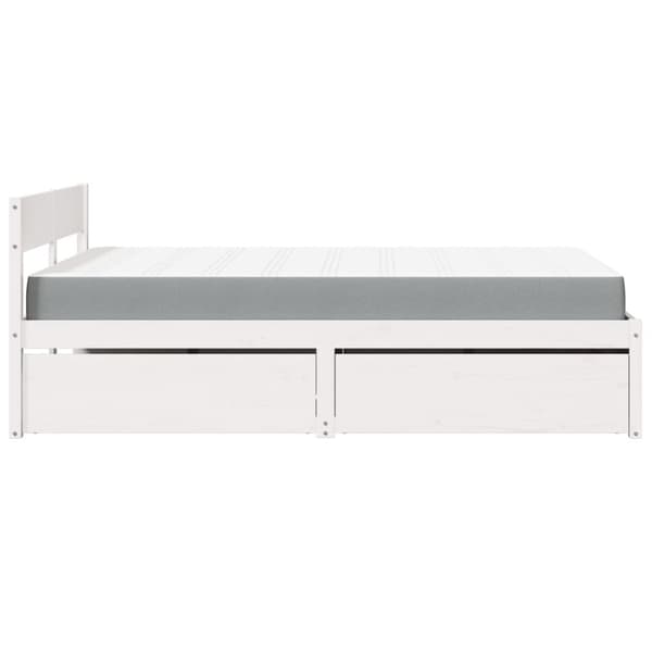 vidaXL Seng med skuffer og madrass hvit 120x190 cm heltre furu