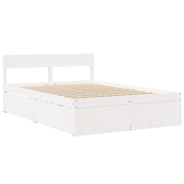vidaXL Seng med skuffer og madrass hvit 120x190 cm heltre furu