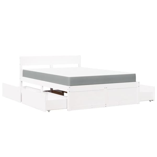 vidaXL Seng med skuffer og madrass hvit 120x190 cm heltre furu