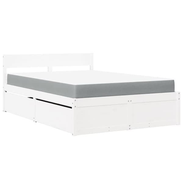vidaXL Seng med skuffer og madrass hvit 120x190 cm heltre furu
