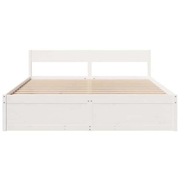 vidaXL Sengeramme med madrass hvit 200x200 cm heltre furu