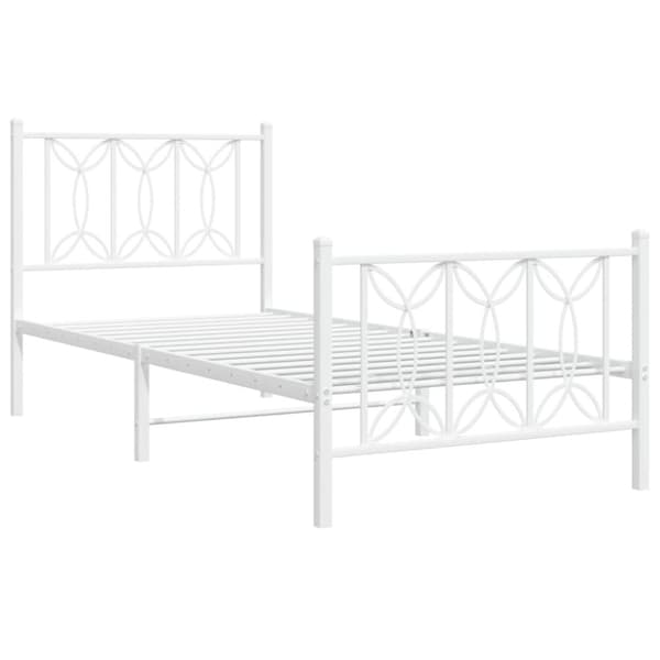 vidaXL sengeramme med sengegavl og fodgærde 90x190 cm metal hvid