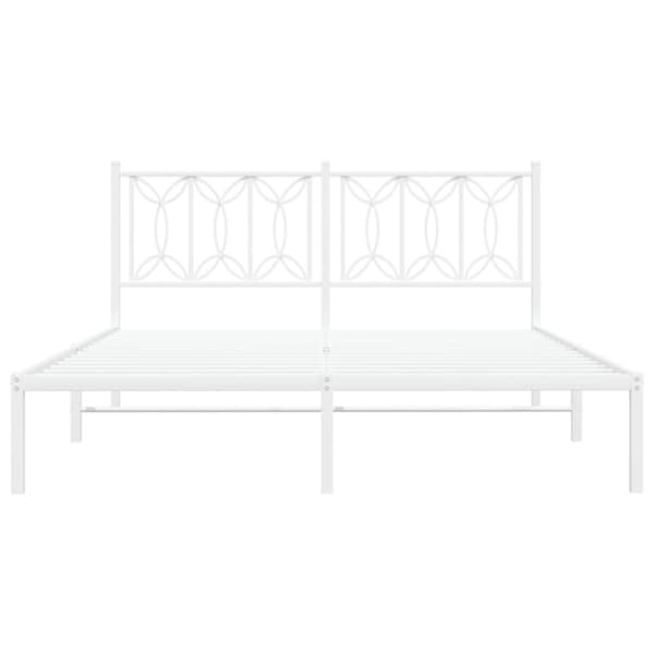 vidaXL sengeramme med sengegavl 160x200 cm metal hvid
