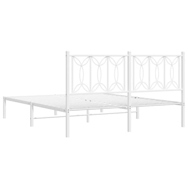 vidaXL sengeramme med sengegavl 160x200 cm metal hvid