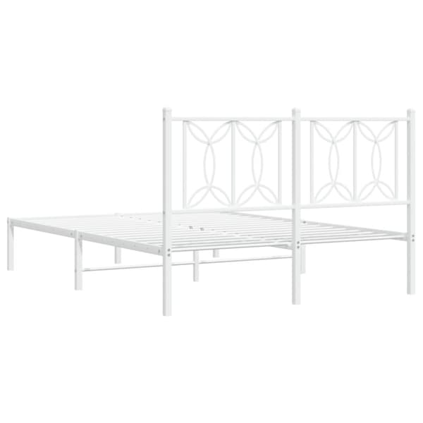vidaXL sengeramme med sengegavl 140x190 cm metal hvid