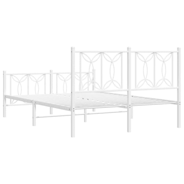 vidaXL Metallinen sängynrunko päädyillä valkoinen 135x190 cm