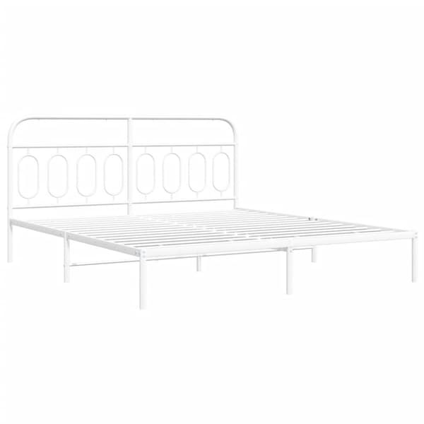 vidaXL Metallinen sängynrunko päädyllä valkoinen 183x213 cm