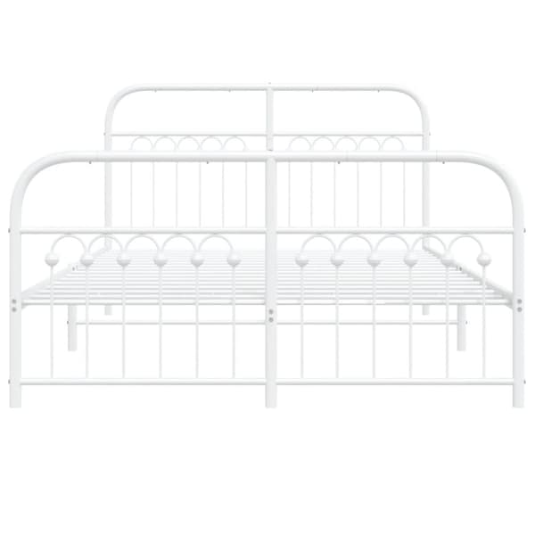 vidaXL Sengeramme i metall med hode- og fotgavl hvit 140x190 cm