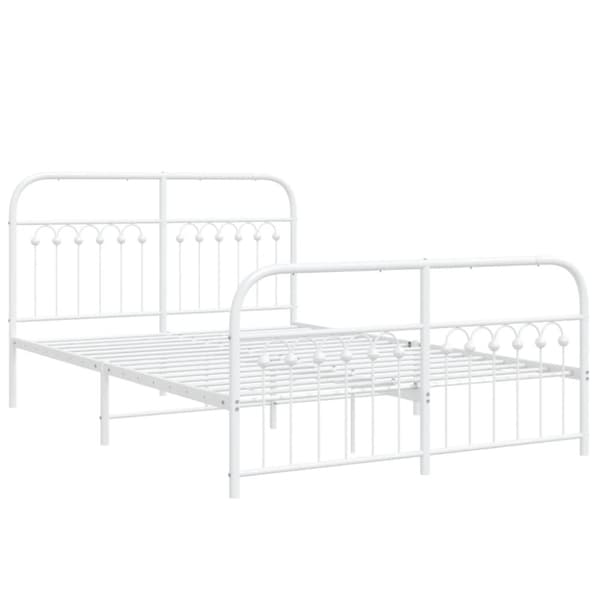 vidaXL Sengeramme i metall med hode- og fotgavl hvit 140x190 cm