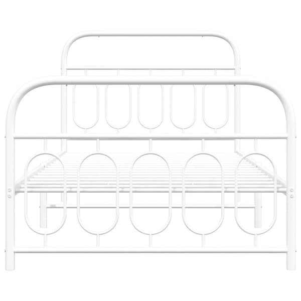 vidaXL Sengeramme i metall med hode- og fotgavl hvit 100x190 cm