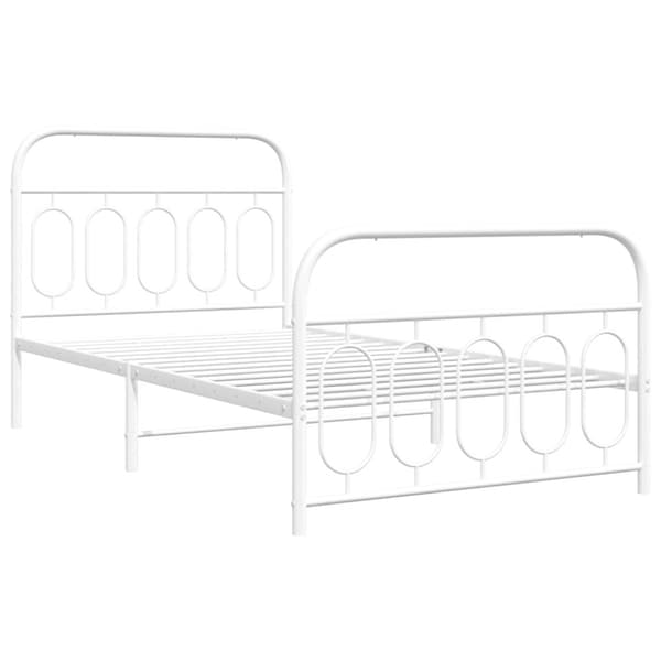 vidaXL Sengeramme i metall med hode- og fotgavl hvit 100x190 cm