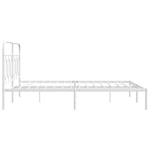 vidaXL Sengeramme i metall med hodegavl hvit 135x190 cm