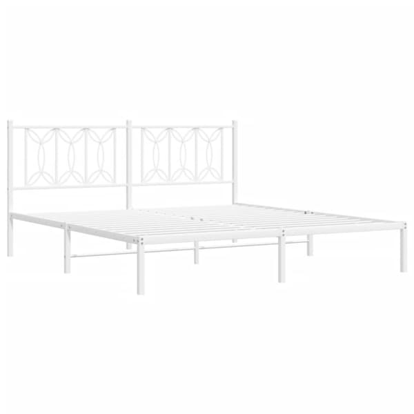 vidaXL Sengeramme i metall med hodegavl hvit 183x213 cm