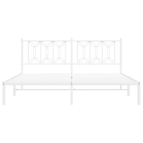 vidaXL Sengeramme i metall med hodegavl hvit 183x213 cm