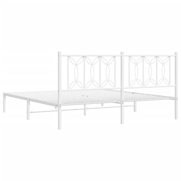 vidaXL Sengeramme i metall med hodegavl hvit 183x213 cm