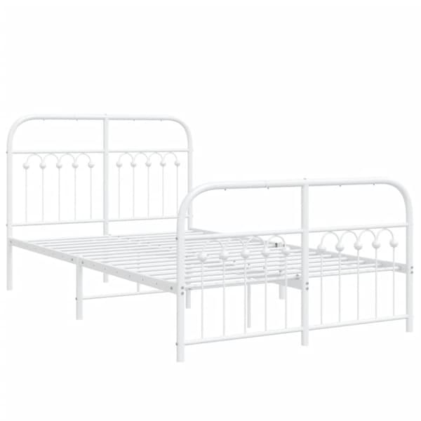 vidaXL sengeramme med sengegavl og fodgærde 120x200 cm metal hvid
