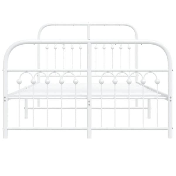 vidaXL sengeramme med sengegavl og fodgærde 120x200 cm metal hvid