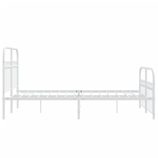 vidaXL sengeramme med sengegavl og fodgærde 120x200 cm metal hvid