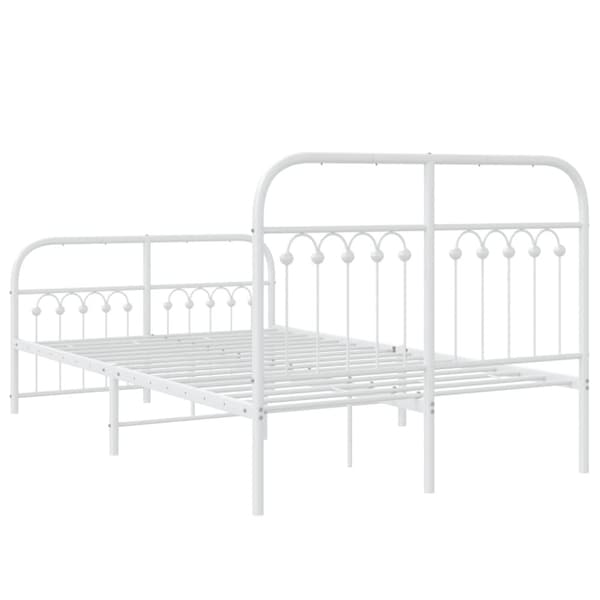 vidaXL sengeramme med sengegavl og fodgærde 120x200 cm metal hvid