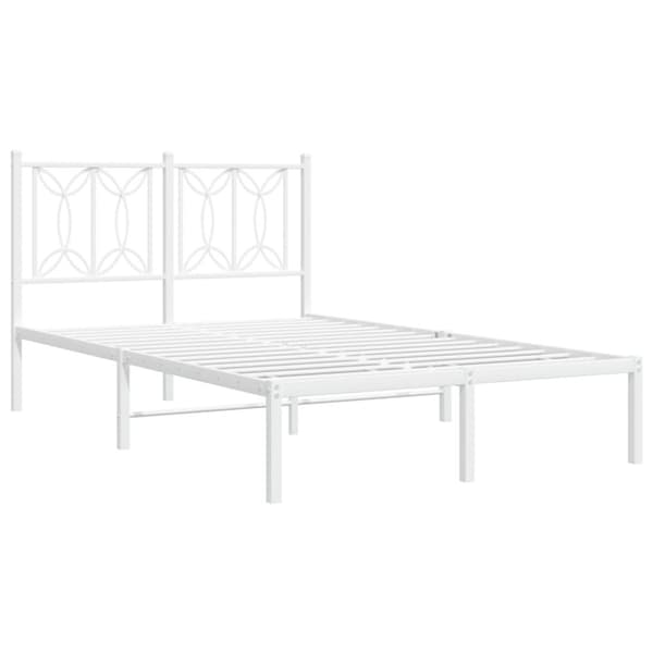 vidaXL Sengeramme i metall med hodegavl hvit 120x200 cm