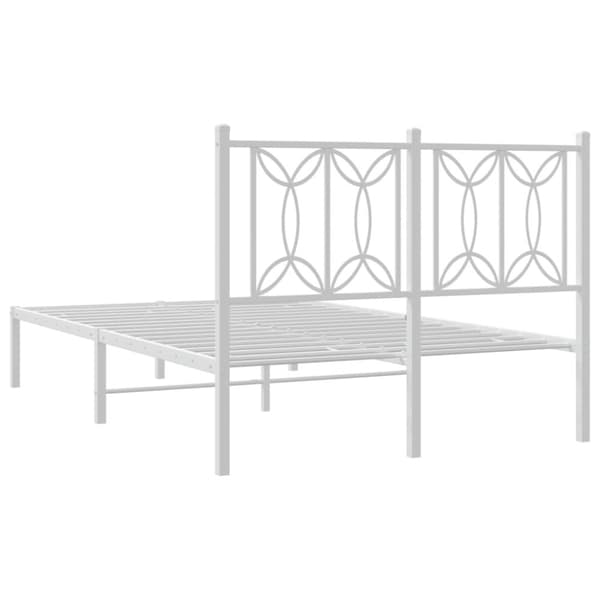 vidaXL Sengeramme i metall med hodegavl hvit 120x200 cm
