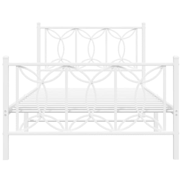 vidaXL Sengeramme i metall med hode- og fotgavl hvit 100x190 cm