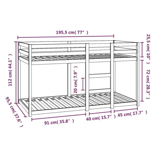 vidaXL Våningssäng vit 90x190 cm massiv furu